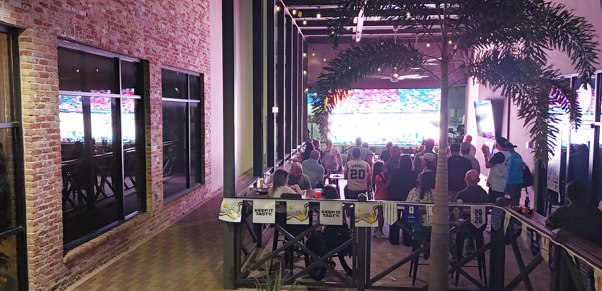 The patio at night